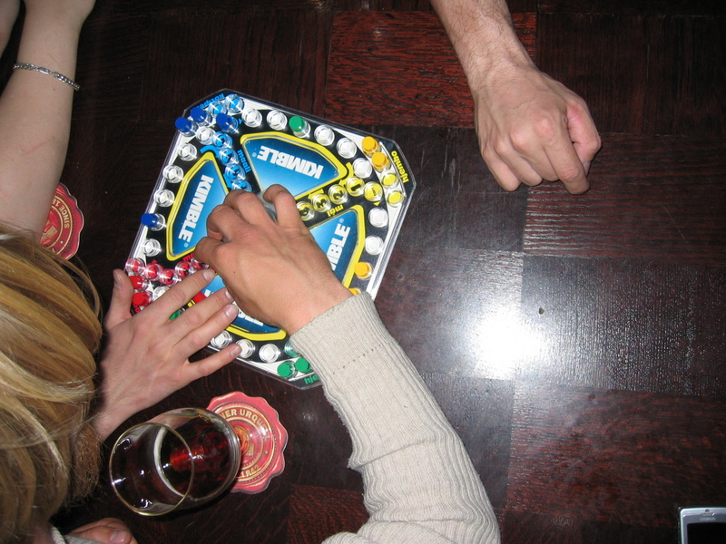 Playing a game. I think our team won.